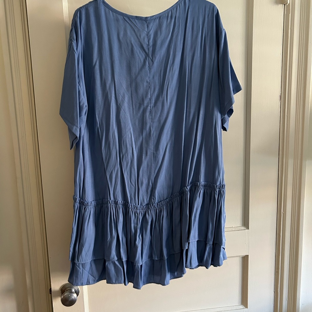 Umgee Blue Ruffle Tunic Top - Picture 2 of 2